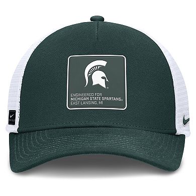 Men's Nike Forest Green/White Michigan State Spartans 2025 On-Field Rise Engineered Trucker Adjustable Hat