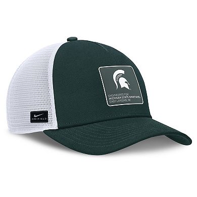 Men's Nike Forest Green/White Michigan State Spartans 2025 On-Field Rise Engineered Trucker Adjustable Hat