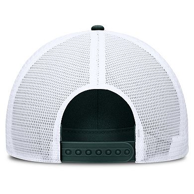 Men's Nike Forest Green/White Michigan State Spartans 2025 On-Field Rise Engineered Trucker Adjustable Hat
