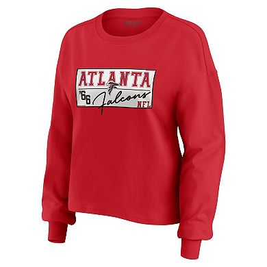 Women's WEAR by Erin Andrews Red Atlanta Falcons Heavy Rugby Jersey Long Sleeve T-Shirt & Shorts Lounge Set