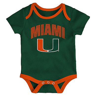 Newborn & Infant Outerstuff Miami Hurricanes Three-Pack All Day Play Bodysuit Set