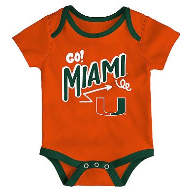 Newborn & Infant Outerstuff Miami Hurricanes Three-Pack All Day Play Bodysuit Set