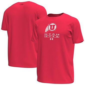 Men's Under Armour Red Utah Utes Stack Stretch Performance T-Shirt