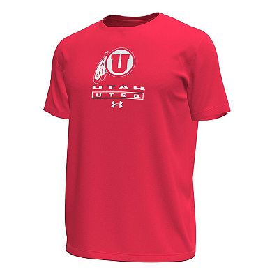 Men's Under Armour Red Utah Utes Stack Stretch Performance T-Shirt