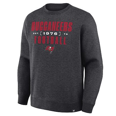 Men's Fanatics Heather Pewter Tampa Bay Buccaneers Powerful Throw Legacy Pullover Sweatshirt