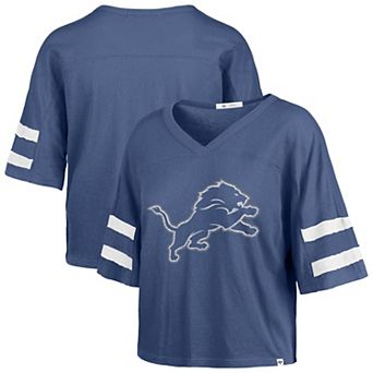Women's '47 Blue Detroit Lions Premier Scout Cropped V-Neck T-Shirt