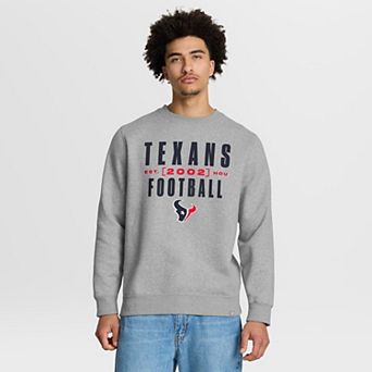 Men's Fanatics Heather Gray Houston Texans Powerful Throw Legacy Pullover Sweatshirt