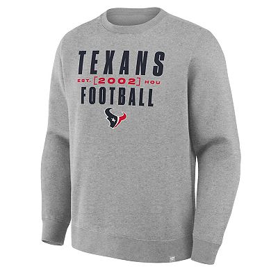 Men's Fanatics Heather Gray Houston Texans Powerful Throw Legacy Pullover Sweatshirt