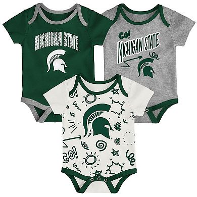 Newborn & Infant Outerstuff Michigan State Spartans Three-Pack All Day Play Bodysuit Set