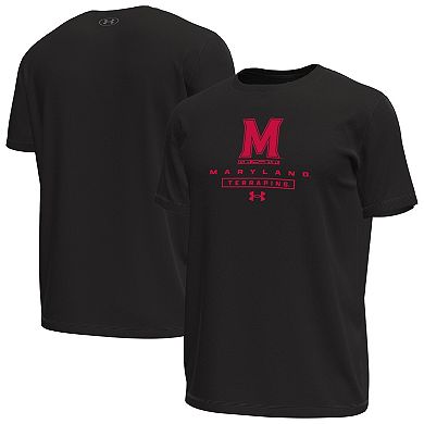 Men's Under Armour Black Maryland Terrapins Stack Stretch Performance T-Shirt