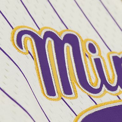 Men's Mitchell & Ness Randy Moss Cream Minnesota Vikings Name & Number Mesh Button-Up Baseball Jersey
