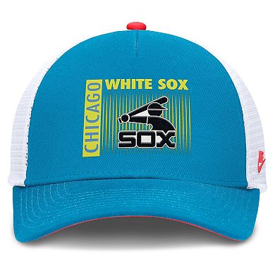 Men's Nike Teal Chicago White Sox Neon 90s Rise Structured Performance Adjustable Trucker Hat