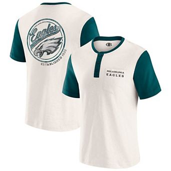 Men's Darius Rucker Collection by Fanatics Cream Philadelphia Eagles Henley Colorblock Slub Pocket T-Shirt