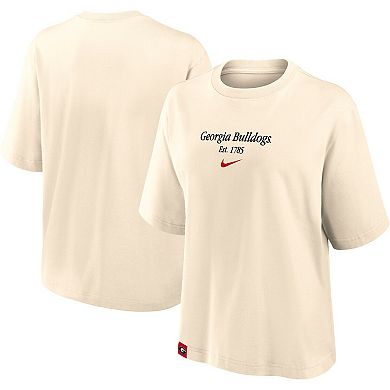 Women's Nike Tan Georgia Bulldogs Established Tag Boxy T-Shirt