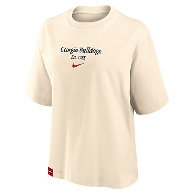 Women's Nike Tan Georgia Bulldogs Established Tag Boxy T-Shirt