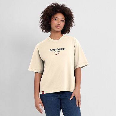 Women's Nike Tan Georgia Bulldogs Established Tag Boxy T-Shirt