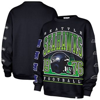 Women's '47 College Navy Seattle Seahawks Go Big Oversized Pullover Sweatshirt