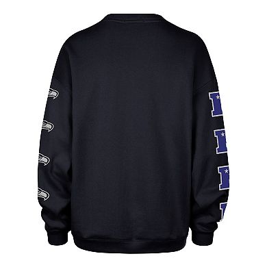 Women's '47 College Navy Seattle Seahawks Go Big Oversized Pullover Sweatshirt
