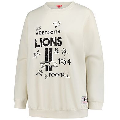 Women's Fanatics Cream Detroit Lions Plus Size Shooting Star Pullover Sweatshirt