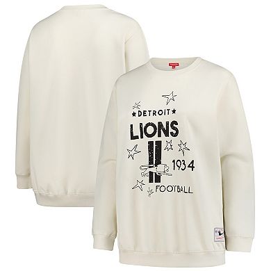 Women's Fanatics Cream Detroit Lions Plus Size Shooting Star Pullover Sweatshirt