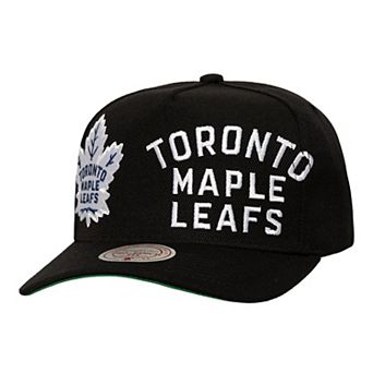 Men's Mitchell & Ness Black Toronto Maple Leafs Busted Logo Wordmark Wrap-Around Pro Pinch Adjustable Hat