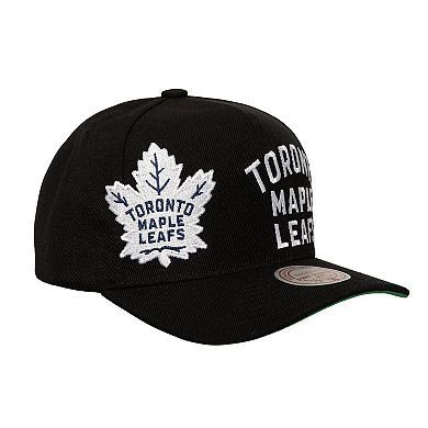 Men's Mitchell & Ness Black Toronto Maple Leafs Busted Logo Wordmark Wrap-Around Pro Pinch Adjustable Hat