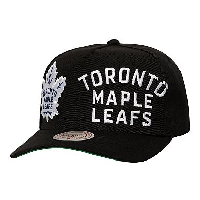 Men's Mitchell & Ness Black Toronto Maple Leafs Busted Logo Wordmark Wrap-Around Pro Pinch Adjustable Hat