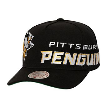 Men's Mitchell & Ness Black Pittsburgh Penguins Busted Logo Wordmark Wrap-Around Pro Pinch Adjustable Hat