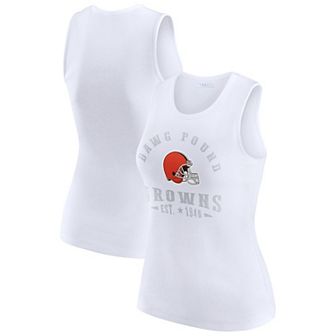 Women's WEAR by Erin Andrews White Cleveland Browns Ribbed Graphic Tank Top