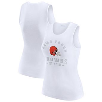 Women's WEAR by Erin Andrews White Cleveland Browns Ribbed Graphic Tank Top