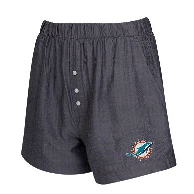 Women's Concepts Sport Black Miami Dolphins Two-Pack Stripes and Solids Boxer Shorts Set