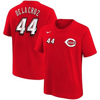 Preschool Nike Elly De La Cruz Red Cincinnati Reds 2025 MLB Speedway Classic Name & Number T-Shirt
