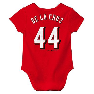 Newborn Nike Elly De La Cruz Red Cincinnati Reds Name & Number Fuse Bodysuit