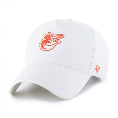 Men's '47 White Baltimore Orioles Foundational Pinch Offside Adjustable Hat