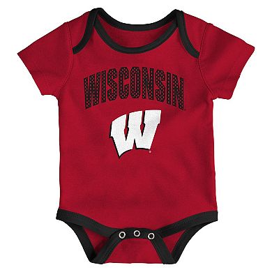 Newborn & Infant Outerstuff Wisconsin Badgers Three-Pack All Day Play Bodysuit Set