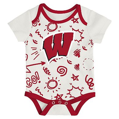 Newborn & Infant Outerstuff Wisconsin Badgers Three-Pack All Day Play Bodysuit Set