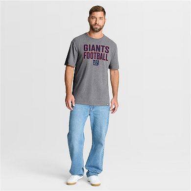 Men's Fanatics Heather Gray New York Giants First Down Tribute Tri-Blend T-Shirt