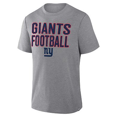 Men's Fanatics Heather Gray New York Giants First Down Tribute Tri-Blend T-Shirt