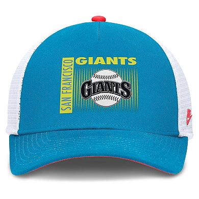 Men's Nike Blue San Francisco Giants Neon 90s Rise Structured Performance Adjustable Trucker Hat