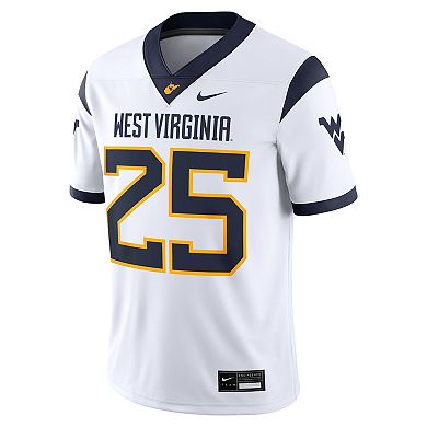 Men's Nike #25 White West Virginia Mountaineers Limited Away Game Jersey