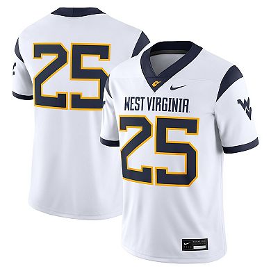 Men's Nike #25 White West Virginia Mountaineers Limited Away Game Jersey