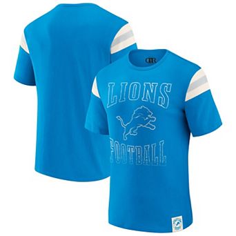 Men's Darius Rucker Collection by Fanatics Blue Detroit Lions Football Stripe Sleeve T-Shirt