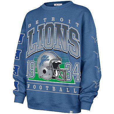 Women's '47 Blue Detroit Lions Go Big Oversized Pullover Sweatshirt