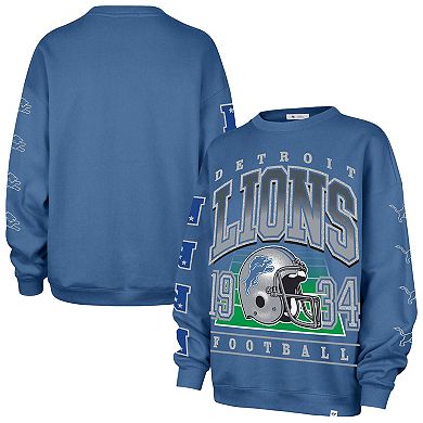 Women's '47 Blue Detroit Lions Go Big Oversized Pullover Sweatshirt