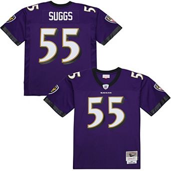 Men's Mitchell & Ness Terrell Suggs Purple Baltimore Ravens 2003 Legacy Replica Jersey