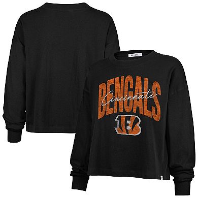 Women's '47 Cincinnati Bengals Muse Sydney Long Sleeve Cropped T-Shirt
