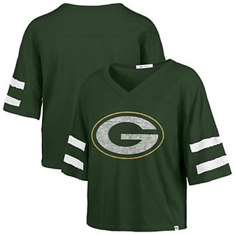 Women's '47 Green Green Bay Packers Premier Scout Cropped V-Neck T-Shirt