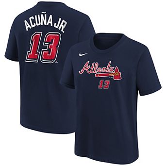 Toddler Nike Ronald Acuña Jr. Navy Atlanta Braves 2025 MLB Speedway Classic Name & Number T-Shirt