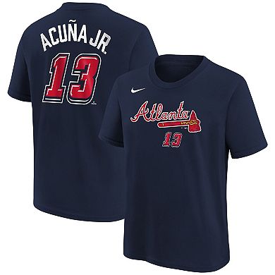 Toddler Nike Ronald Acu̱a Jr. Navy Atlanta Braves 2025 MLB Speedway Classic Name & Number T-Shirt