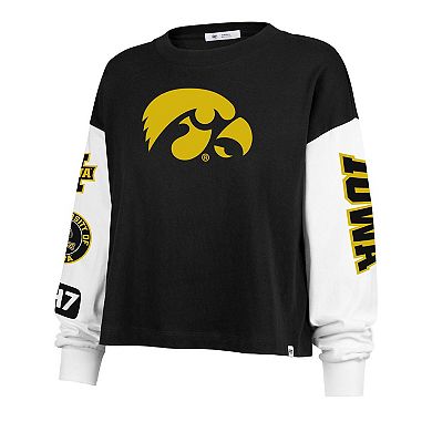 Women's '47 Black Iowa Hawkeyes Sydney Long Sleeve T-Shirt
